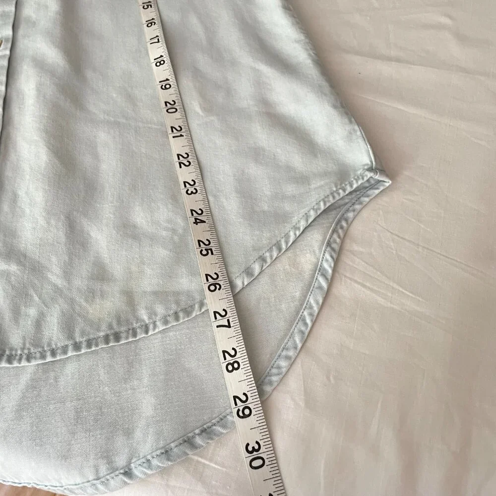 DRIFTWOOD Light Washed Embroidered Back Demin Shirt Size M - Picture 13 of 14